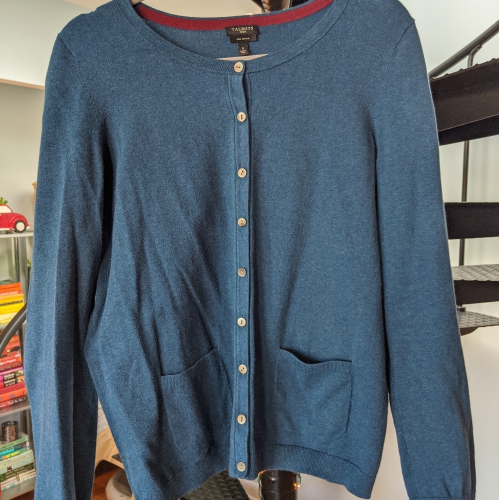 Plus size X heather blue Talbots cardigan